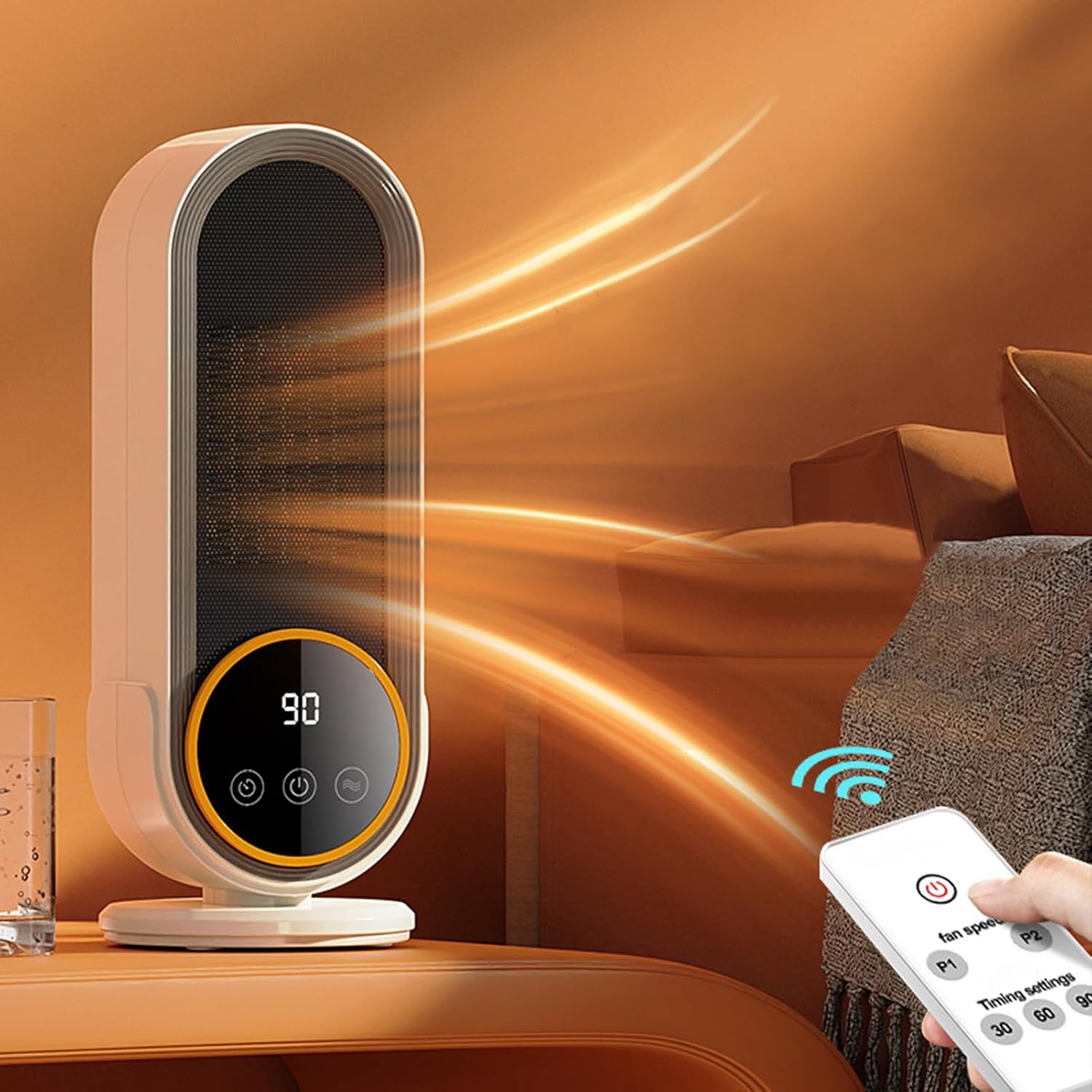 Electric Space Heater | 1200W Portable Indoor Heater with Remote